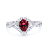 Teardrop Ruby Cubic Zirconia Infinity Ring